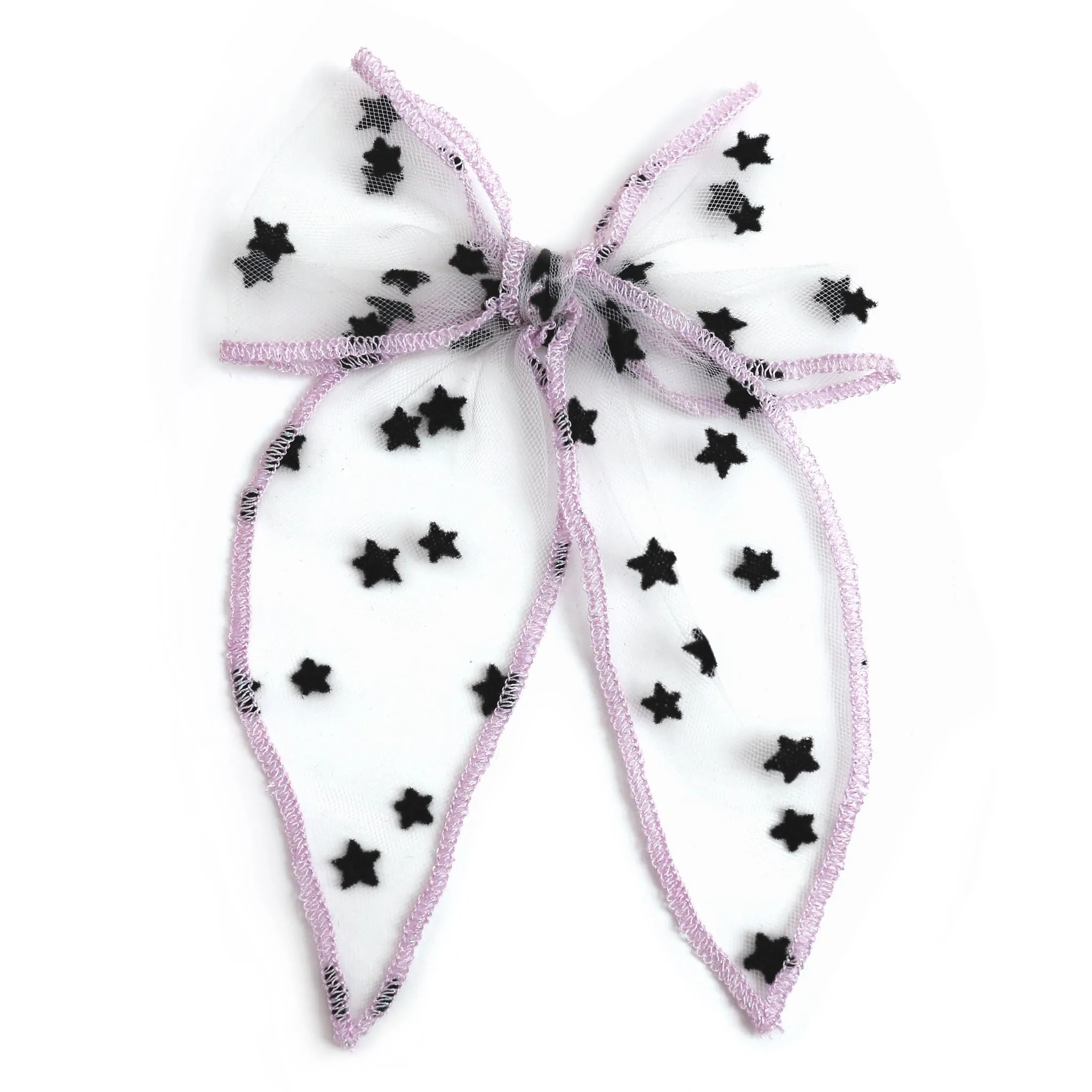 Party Girl Bow - Sheer Stars, Wisteria Trim