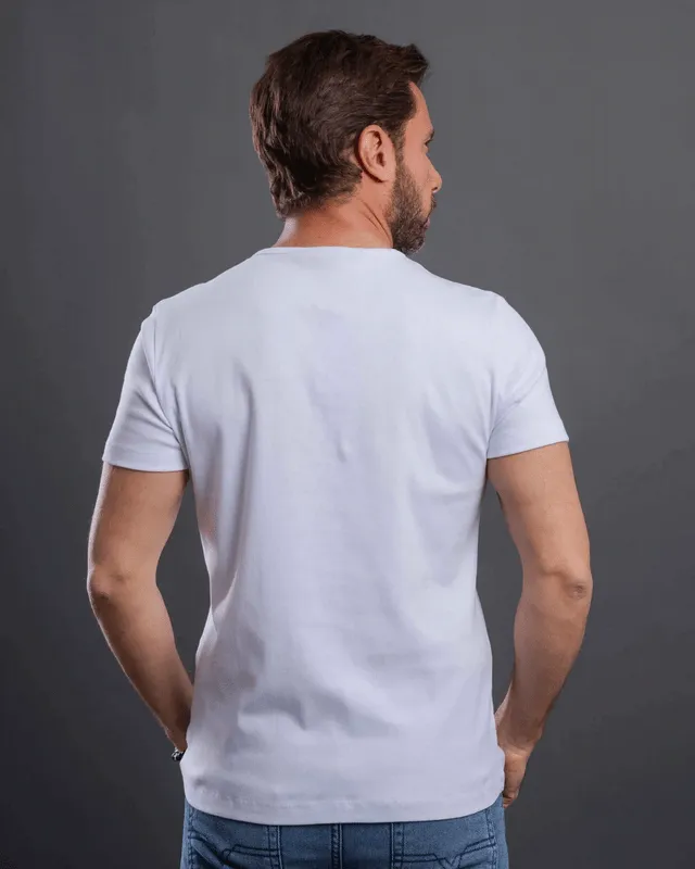 Plain Short-sleeve O-neck Body with a buttons-White