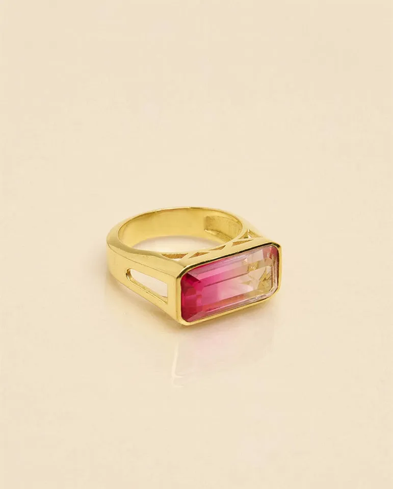 Rainbow Fuschia Ring GOLD