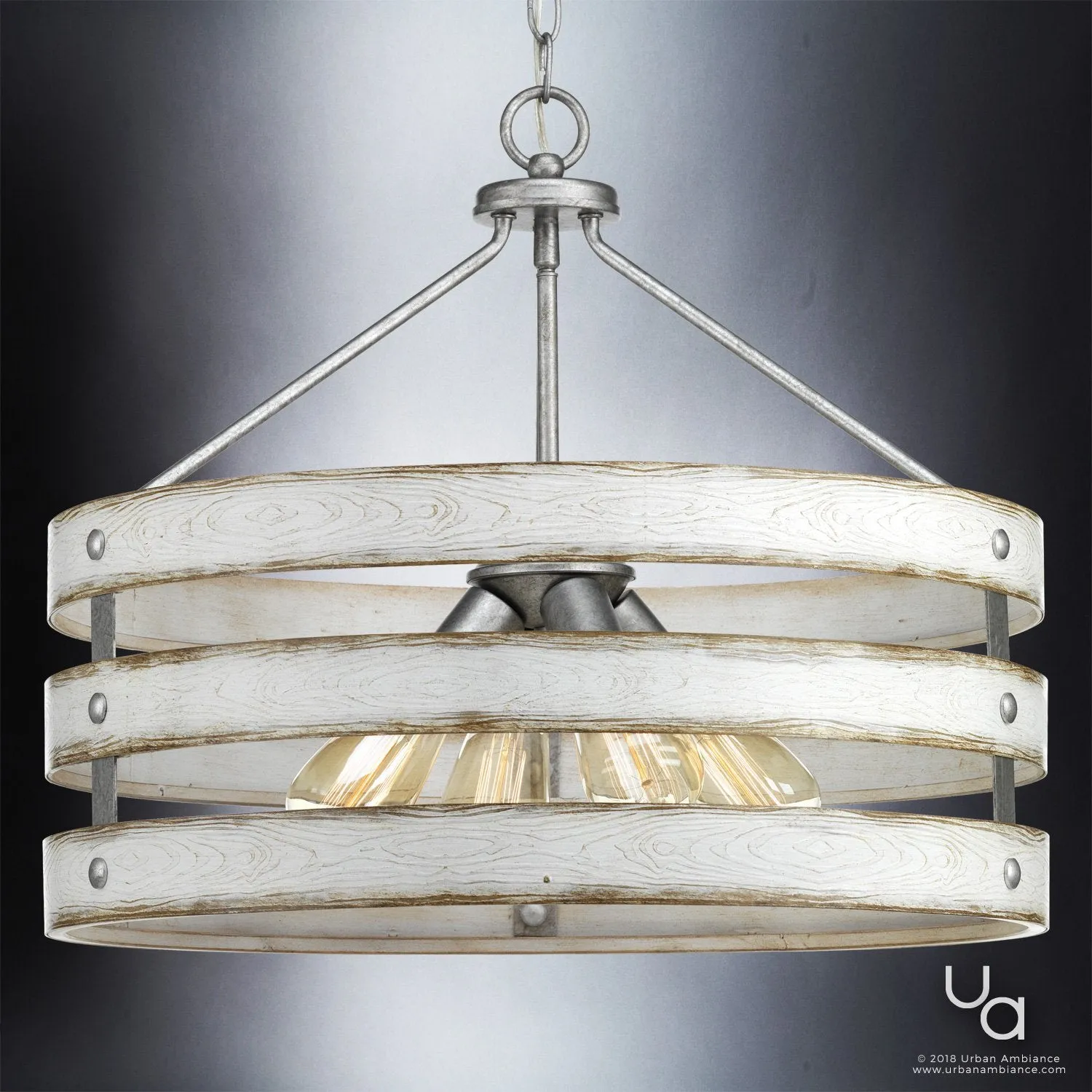 UHP2475 Modern Farmhouse Chandelier, 18-1/4"H x 21-5/8"W, Galvanized Steel Finish, Adelaide Collection