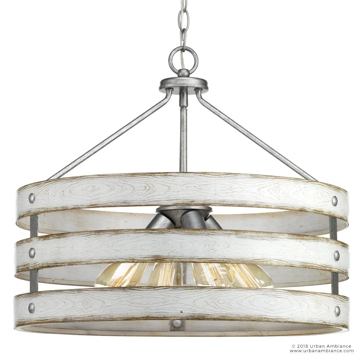 UHP2475 Modern Farmhouse Chandelier, 18-1/4"H x 21-5/8"W, Galvanized Steel Finish, Adelaide Collection